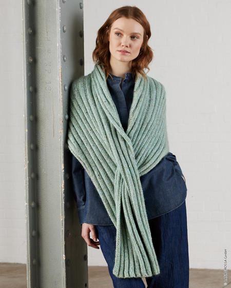 Anleitung Nr. 18805 Rippenmuster-Tuch aus Ecopuno, Brillino & Natural Superkid Tweed