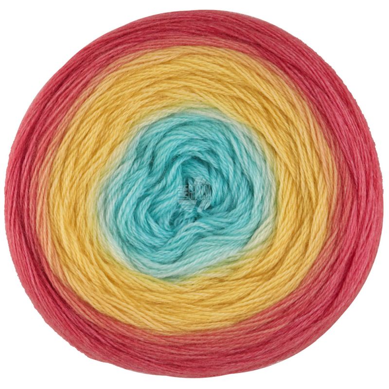 15 Lachsrot/-orange/Gelb/Türkis (Merino Lace Aquarell)