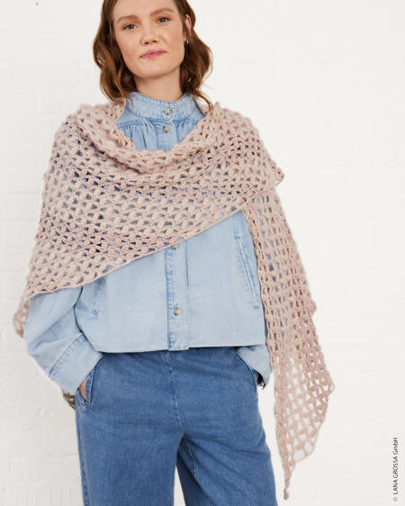 Anleitung Nr. 18803 Häkelschal aus Ecopuno, Silkhair & Brillino
