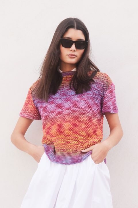 Anleitung Nr. 17369 Kurzarm-Pullover aus Gomitolo Baleno